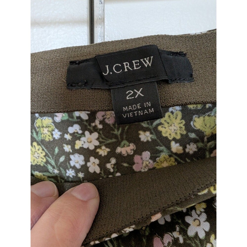 J. Crew Gwyneth Slip Skirt Green Floral 2X Y2K Minimalist - Picture 5 of 7